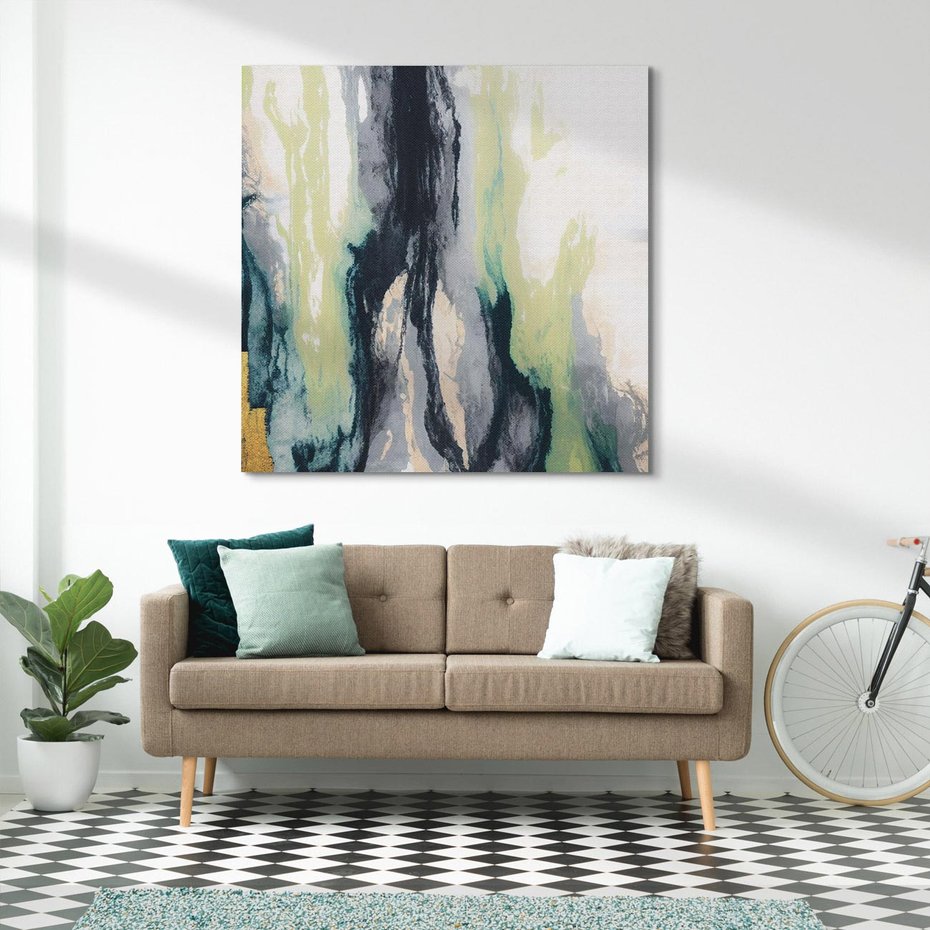 Obraz na płótnie 60x60 - Sfumowane zmysły artysty - rozmyte kolory, zieleń