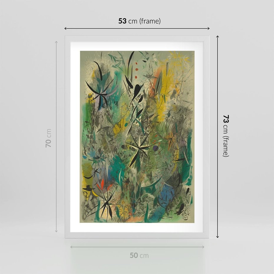 Plakat w ramie 50x70 - Tajemnicze Konstrukcje Form - abstrakcyjny obraz, mnogość kolorów - rama biała