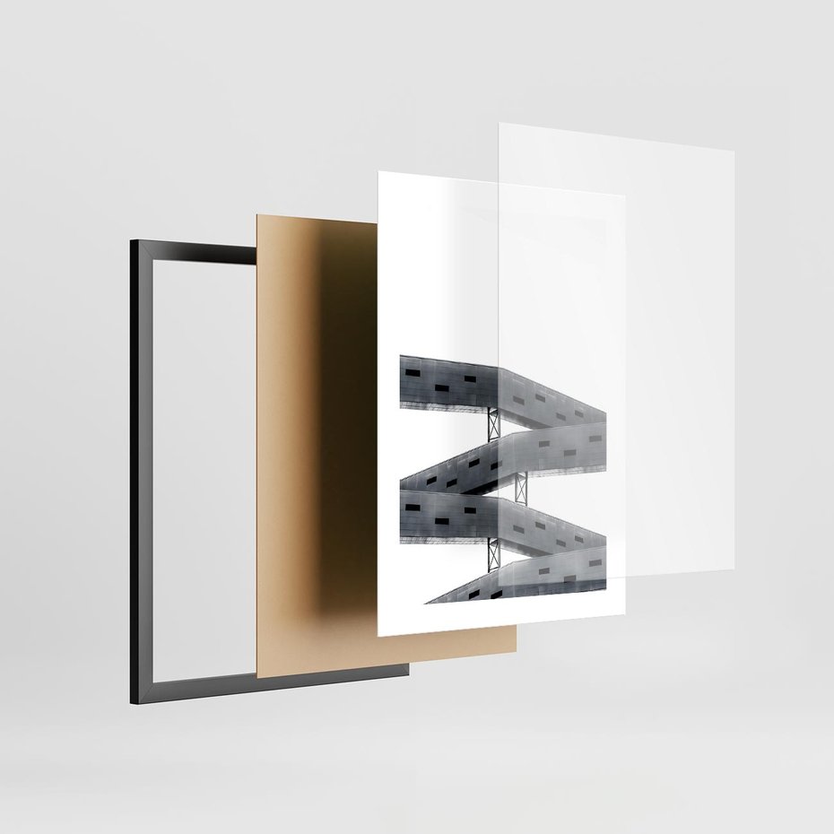 Plakat w ramie 30x40 - Monochromatyczna Sztuka Nowoczesnych Budynków - architektura, nowoczesne formy - rama czarna