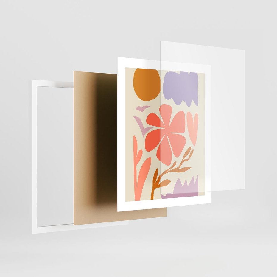 Plakat w ramie 40x50 - Nowoczesne Światło - abstrakcyjny obraz, pastelowe kolory - rama biała