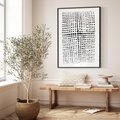 Plakat w ramie 30x40 - Refleksje Monochromatycznych Widoków - abstrakcyjna kompozycja z czarnych kropek, minimalistyczny czarno bialy plakat - rama czarna