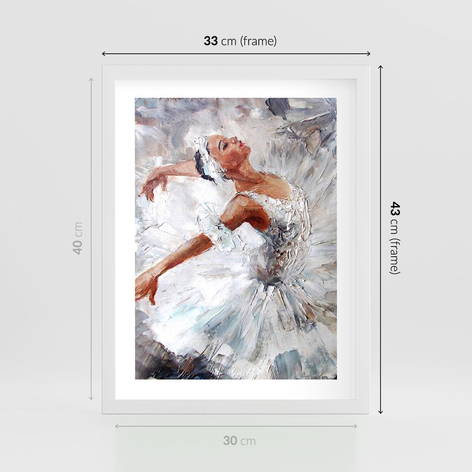 Plakat w ramie 30x40 - Baletowa Sztuka - balet, sztuka - rama biała