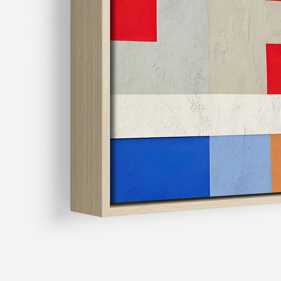 Obraz w ramie 80x120 - Bezczasowe Przenikanie Kształtów - abstrakcyjne geometryczne kształty, olejny obraz - rama drewno