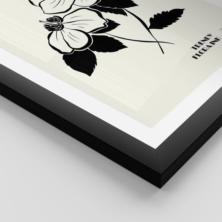 Plakat w ramie 50x70 - Poezja kwiecistej kreski - kwiaty, minimalistyczne - rama czarna