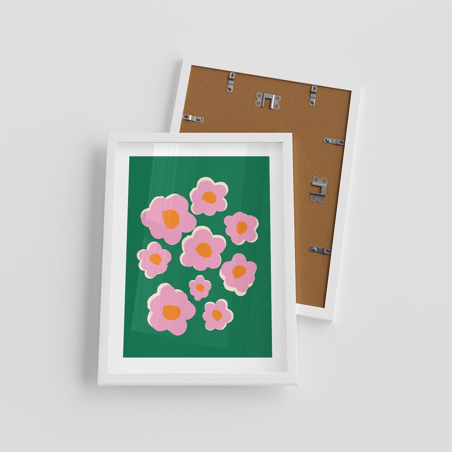 Plakat w ramie 30x40 - Przenikające Refleksje - abstrakcyjny plakat, boho styl - rama biała