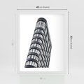 Plakat w ramie 40x50 - Wieżowiec na Monochromatycznym Obrazie - architektura, wieżowiec - rama biała