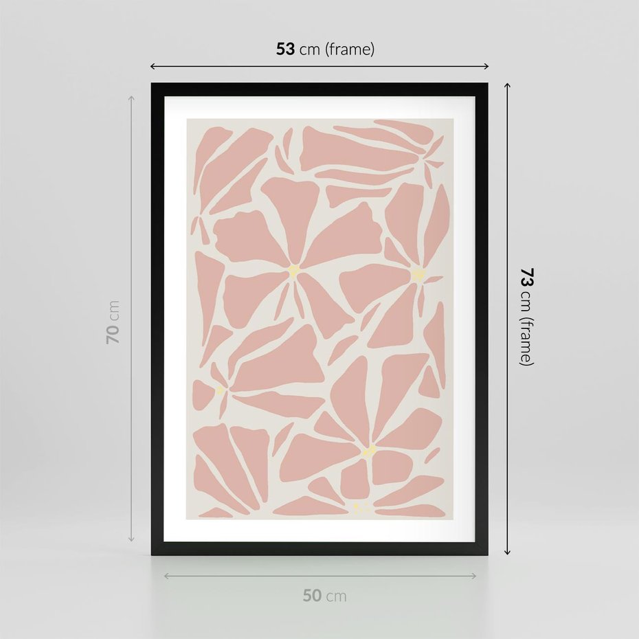 Plakat w ramie 50x70 - Akwarelowe Promienie - abstrakcyjne boho kwiaty, kompozycja - rama czarna