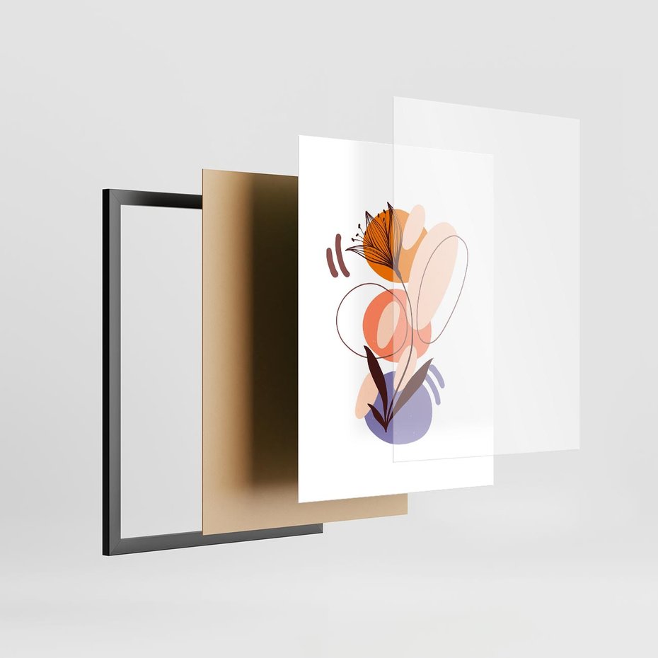 Plakat w ramie 50x70 - Kwiatowa Impresja - abstrakcyjna sztuka, plamy - rama czarna