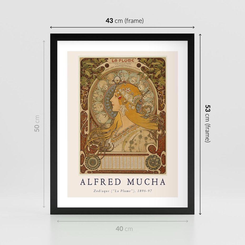 Plakat w ramie 40x50 - Mucha: Reprodukcja i Typografia na Plakacie - reprodukcja, alfons mucha - rama czarna