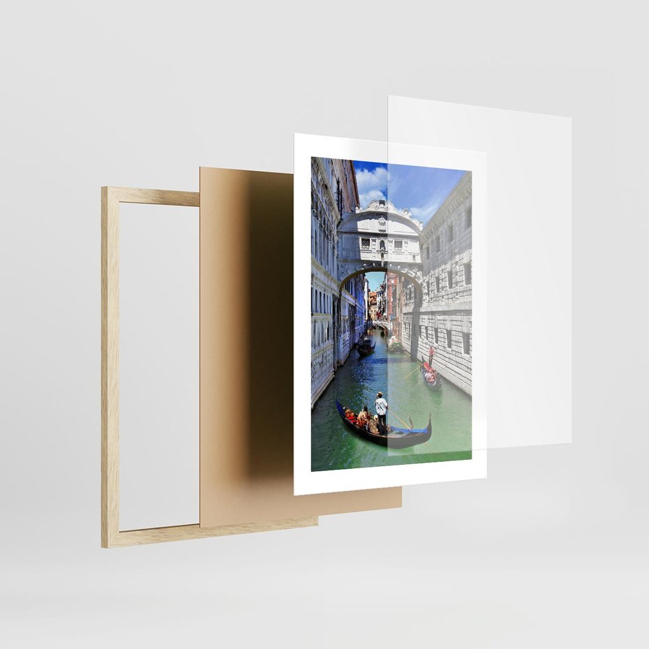 Plakat w ramie 30x40 - Romantyczna gondola w Wenecji - Wenecja, gondola - rama drewno