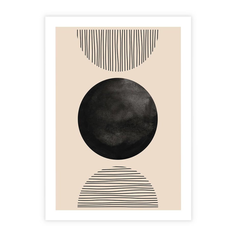 Plakat bez ramy 30x40 - Minimalizm w Kształtach - geometryczny graficzny obraz, czarne koło