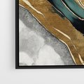 Obraz w ramie 50x50 - Refrakcje płynącej rzeczywistości - jak marmurowa rzeka, linie złota - rama czarna