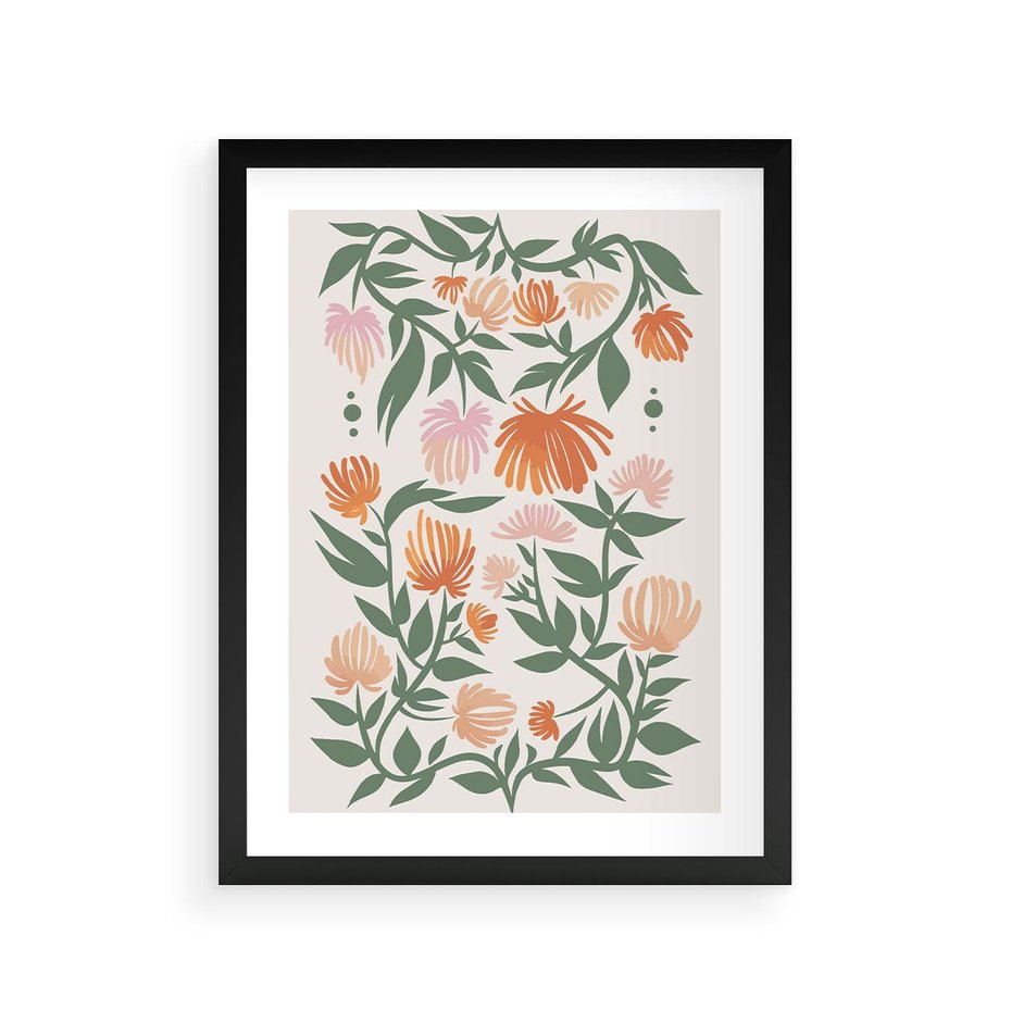Plakat w ramie 30x40 - Kwiatowe Odbicia - kwiaty polne, plakat - rama czarna