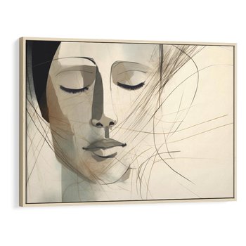 Obraz w ramie 70x50 - Tylko Zamknij Oczy - twarz kobiety, zamknięte oczy - rama drewno