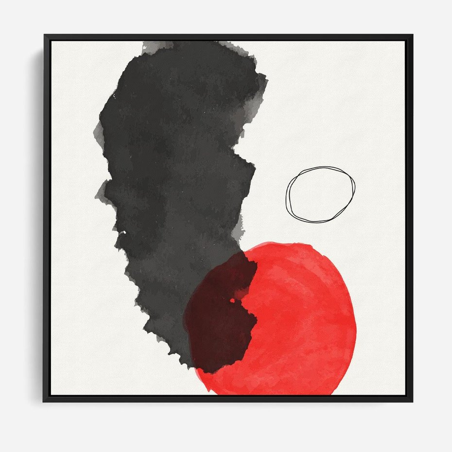 Obraz w ramie 50x50 - Wibracje Linii - abstrakcyjne nieregularne plamy, czarny - rama czarna