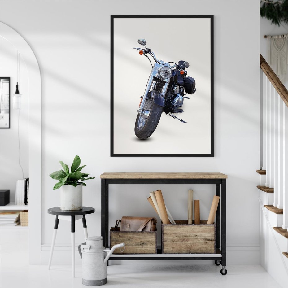 Plakat w ramie 50x70 - Motocykl w ruchu - motor, bike - rama czarna