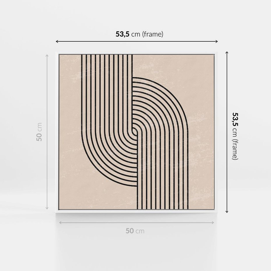 Obraz w ramie 50x50 - Puls Abstrakcji - abstrakcyjne linie, geometria - rama biała