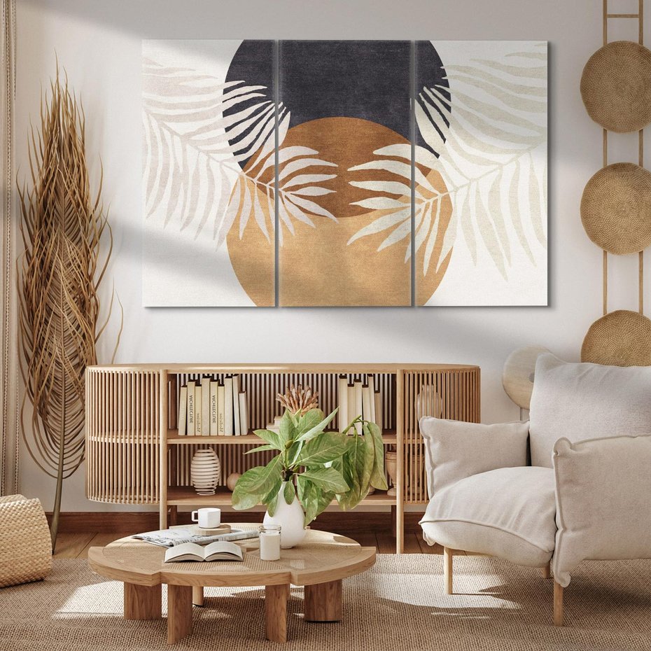 Obraz na płótnie 120x80 - Kompozycje ukrytych myśli - symetria, dwa koła po środku