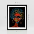 Plakat w ramie 40x50 - Kolorowe Wibracje Rzeczywistości - abstrakcyjny portret kobiety, twarz - rama czarna