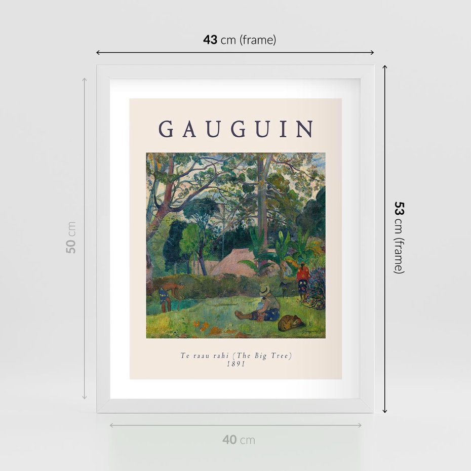 Plakat w ramie 40x50 - Gauguin: Reprodukcja i Typografia - Gauguin, reprodukcja - rama biała
