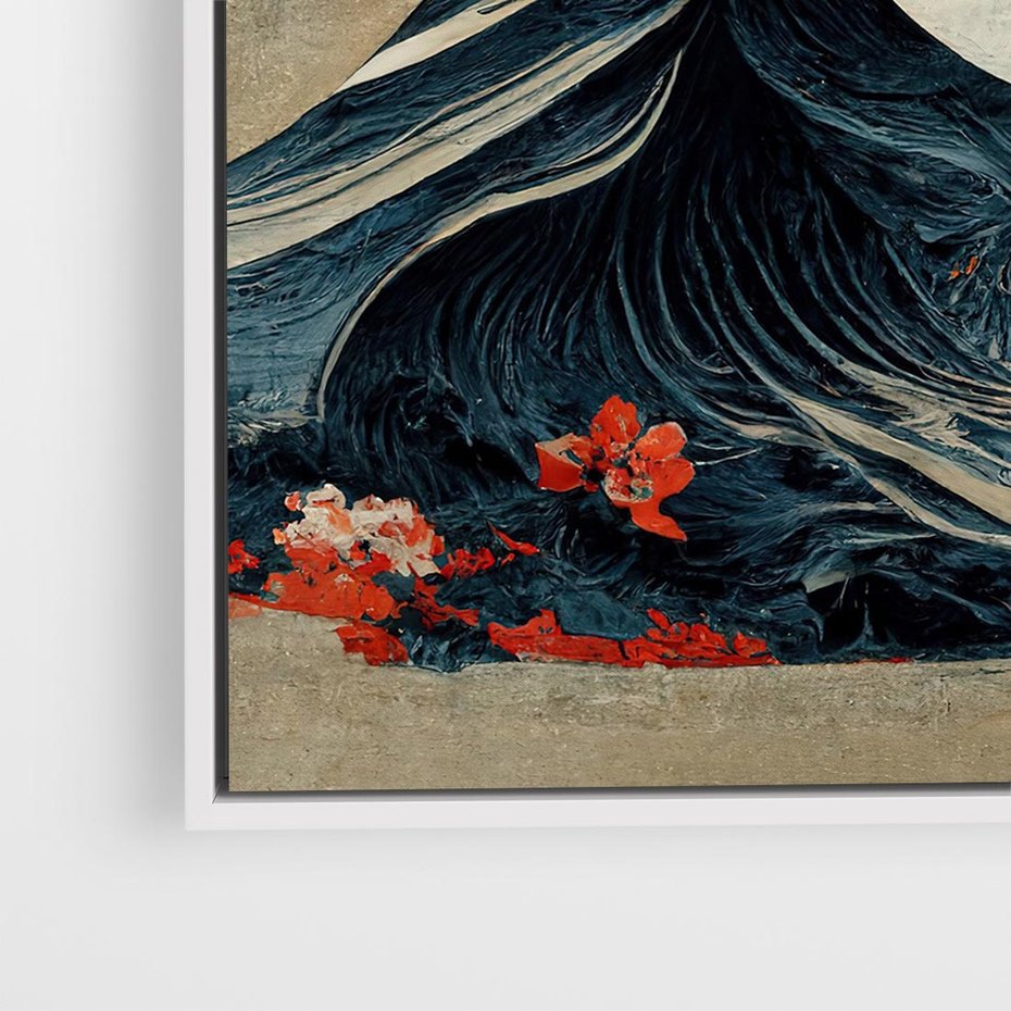 Obraz w ramie 50x50 - Requiem dla marzeń - sztuka japońska, fale oceanu - rama biała