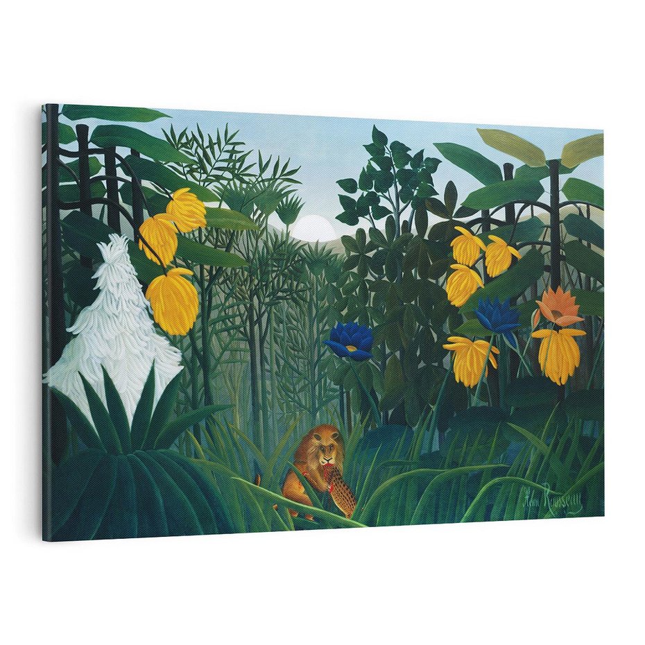 Obraz na płótnie 70x50 - "Uczta Lwa" (1907) Henri Rousseau - Reprodukcja - reprodukcja, obraz na płótnie