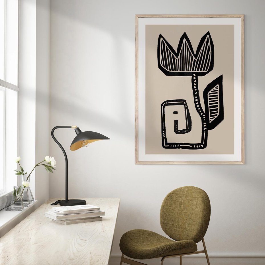 Plakat w ramie 30x40 - Migotliwa Symfonia Kwiatu - kwiat, nowoczesna grafika - rama drewno