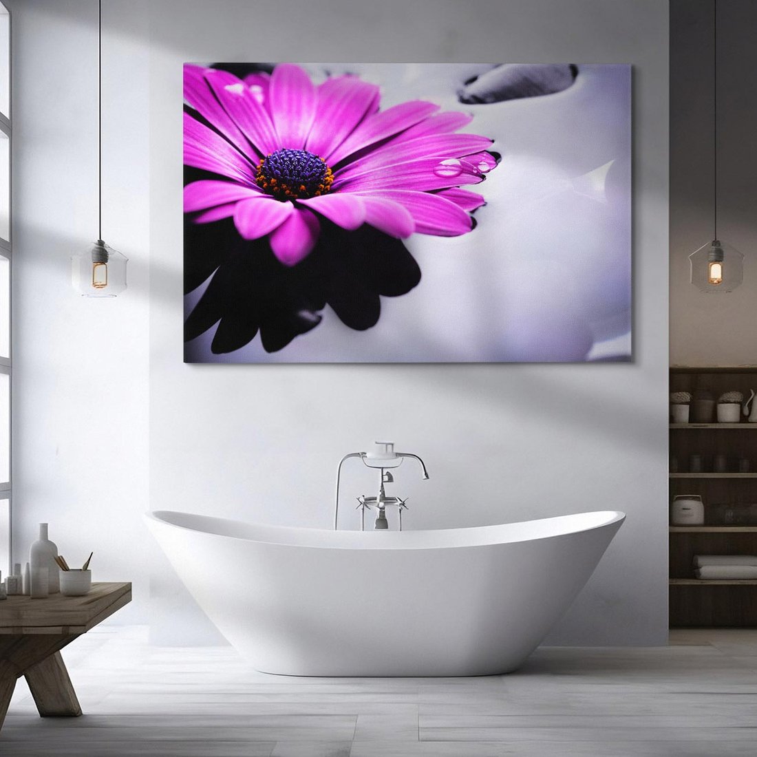 Obraz na płótnie 100x70 - kwiatowa harmonia - kwiat, SPA