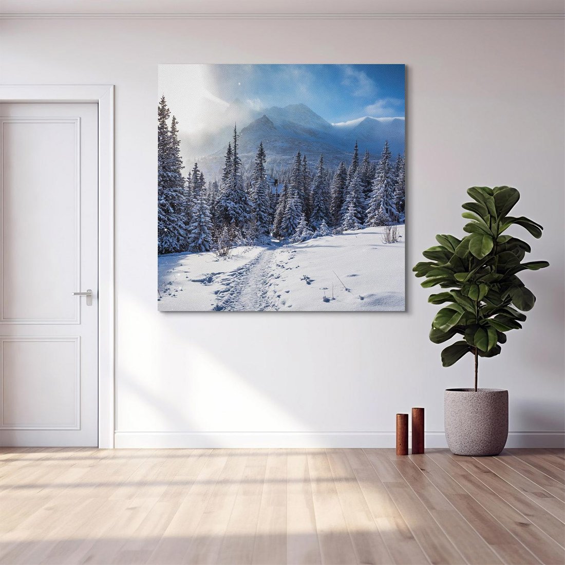 Obraz na płótnie 40x40 - Zimowe góry w lesie - góry, zima