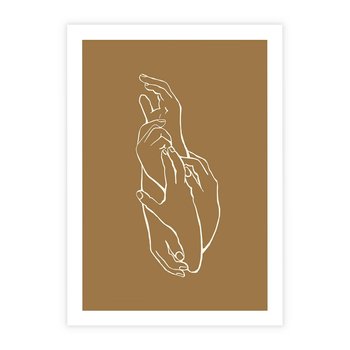 Plakat bez ramy 21x30 - Splecione Dłonie - szkic, minimalizm