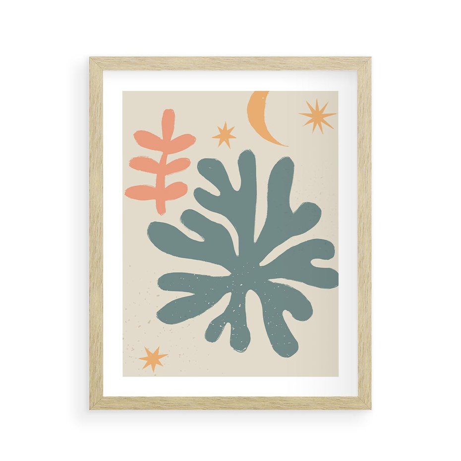 Plakat w ramie 40x50 - Rozbłysk Emanacji - boho formy, kształty - rama drewno