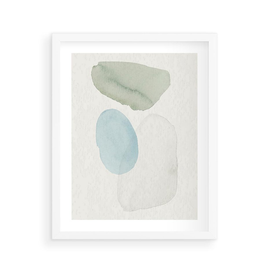 Plakat w ramie 40x50 - Akwarelowa Symfonia Natury - abstrakcyjne delikatne plamy, akwarelowe - rama biała