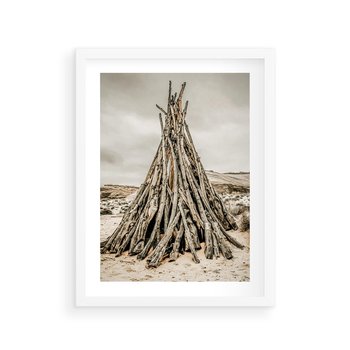 Plakat w ramie 30x40 - Ciepło Przeszłości - retro fotograia, odcienie sepii - rama biała