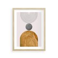 Plakat w ramie 30x40 - Złote Półkole w Sztuce Geometrii - grafika, złote półkole - rama drewno