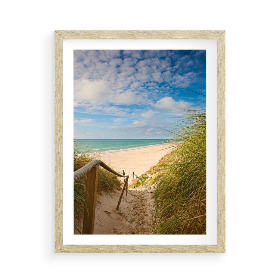 Plakat w ramie 50x70 - Spokojna plaża nad Bałtykiem - plaża, Bałtyk - rama drewno