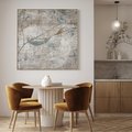 Obraz w ramie 80x80 - Betonowe Wspomnienia Liści - odciski w betonie, odbitki - rama drewno