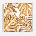 Obraz w ramie 80x80 - Monstera Złote Liście - monstera, złote - rama biała