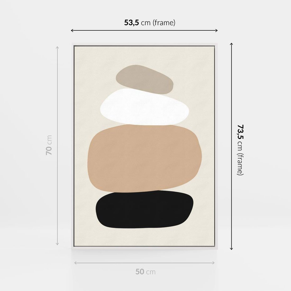 Obraz w ramie 50x70 - Zgeometryzowane Kształty - modernistyczny plakat, obłe kształty - rama biała