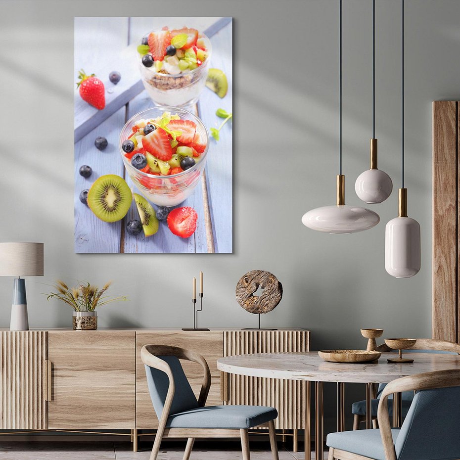 Obraz na płótnie 80x120 - Świeżość i Zdrowie - sałatka, owoce