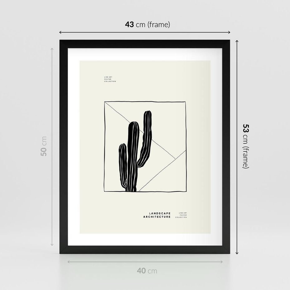 Plakat w ramie 40x50 - Zaklęta roślinna ekspresja - nowoczesna sztuka, minimalistyczny styl - rama czarna