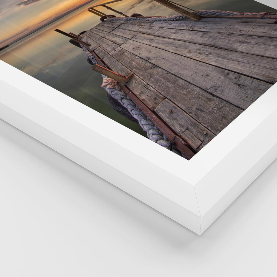 Plakat w ramie 30x40 - Zachód Słońca na Pomostcie - zachód, słońca - rama biała