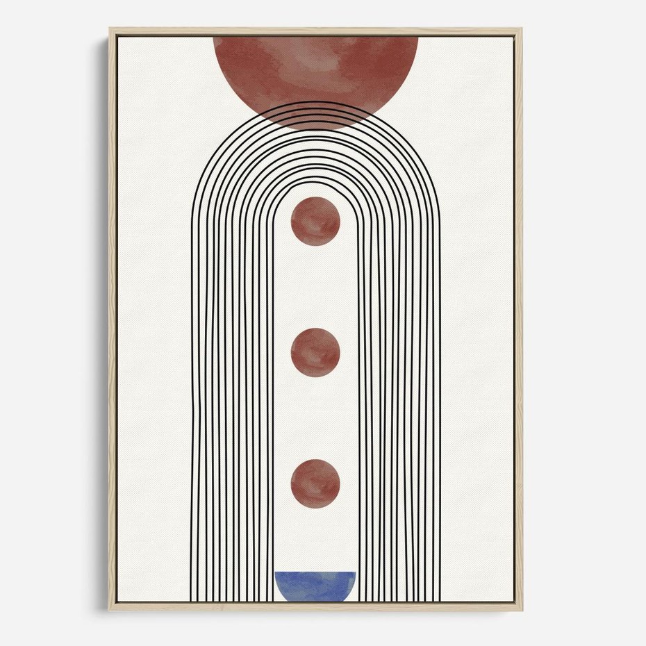 Obraz w ramie 80x120 - Symfonia Kształtów - nowoczesny plakat, styl midcentury - rama drewno