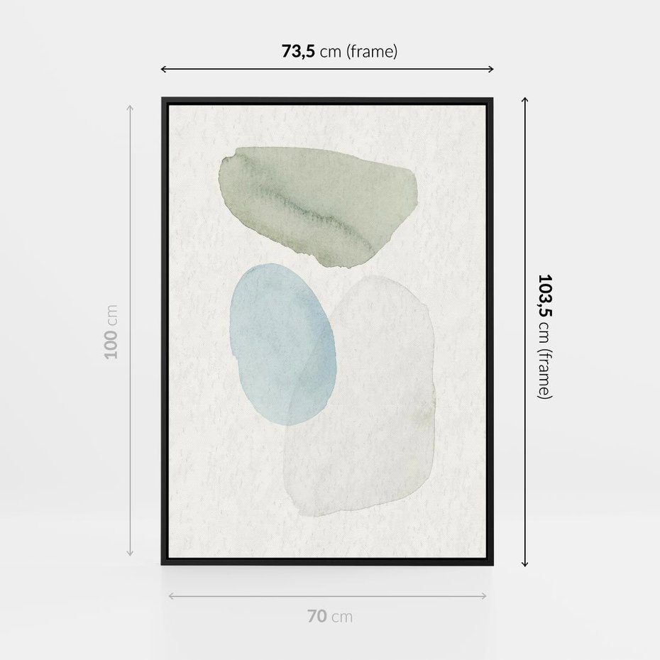 Obraz w ramie 70x100 - Akwarelowa Symfonia Natury - abstrakcyjne delikatne plamy, akwarelowe - rama czarna