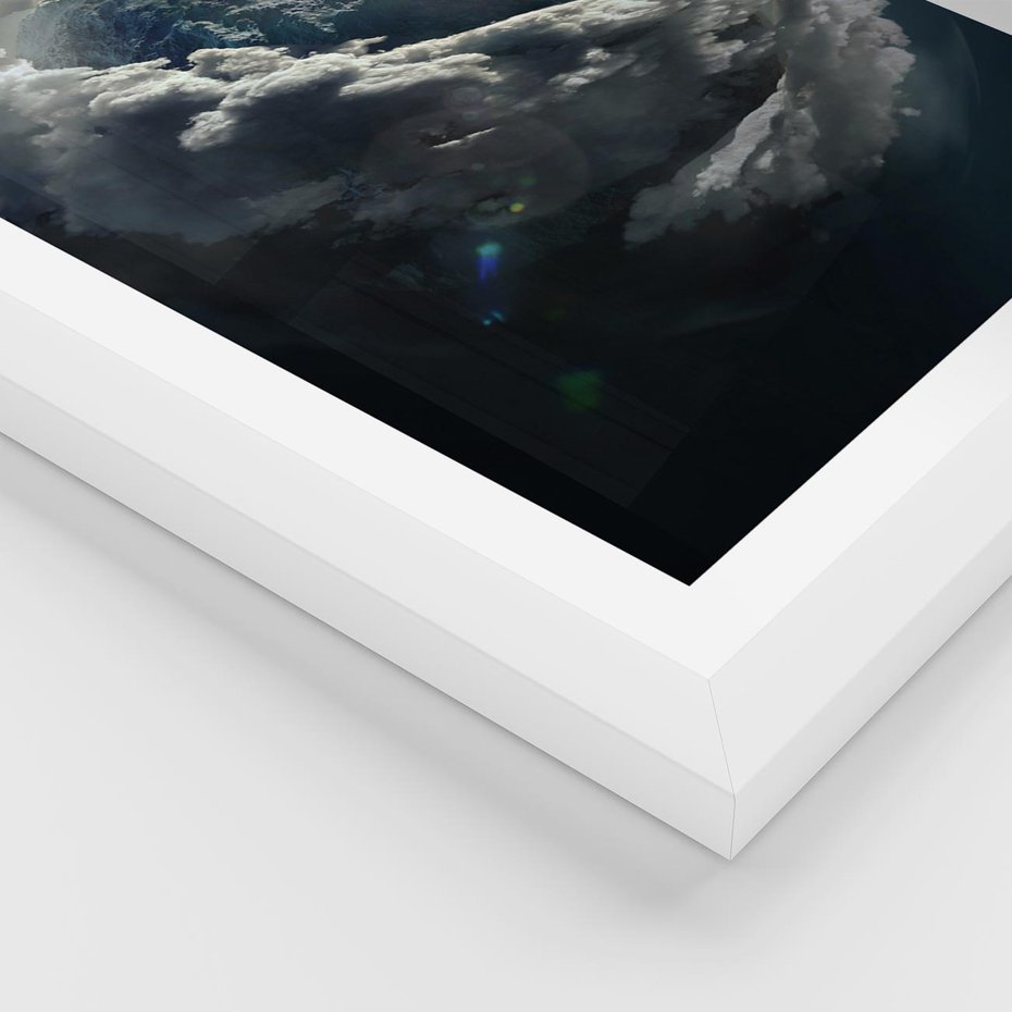 Plakat w ramie 50x70 - Chmurowa aura nad horyzontem - atmosfera, chmury - rama biała