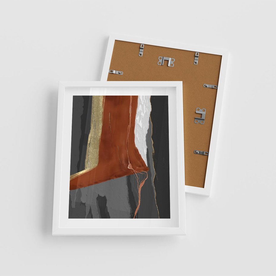 Plakat w ramie 40x50 - Abstrakcyjna impresja - abstrakcja, nowoczesny - rama biała