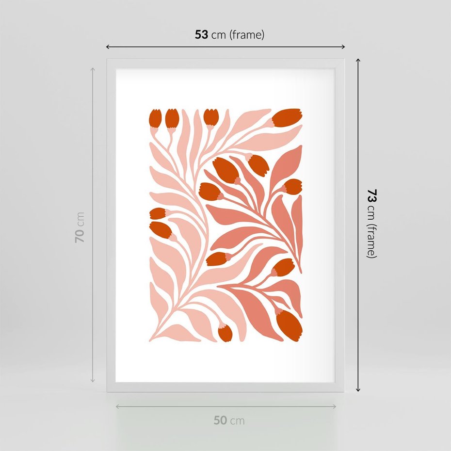 Plakat w ramie 50x70 - Nieskrępowane wyobraźnie kolorów - kwiaty, pastelowe kolory - rama biała