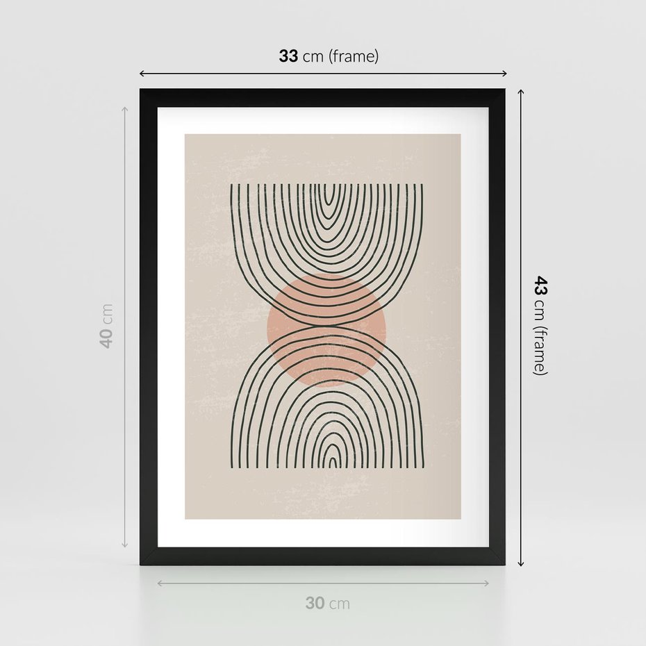 Plakat w ramie 30x40 - Nowy Rytuał - abstrakcyjna sztuka, boho kształty - rama czarna