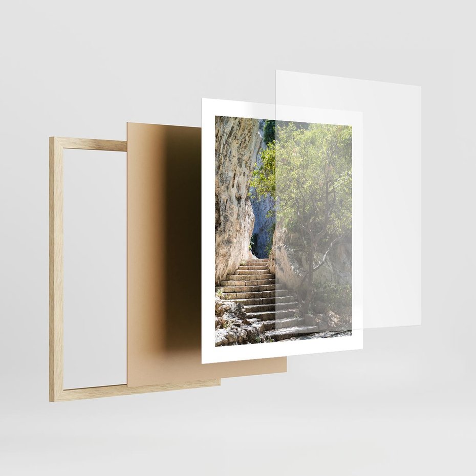 Plakat w ramie 40x50 - Krok po kroku do celu - schody, perspektywa - rama drewno