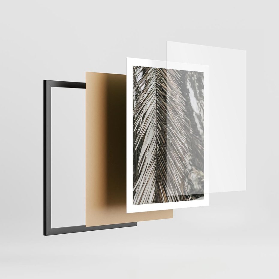 Plakat w ramie 50x70 - Egzotyczne Gałęzie - suche gałęzie, liście palmy - rama czarna