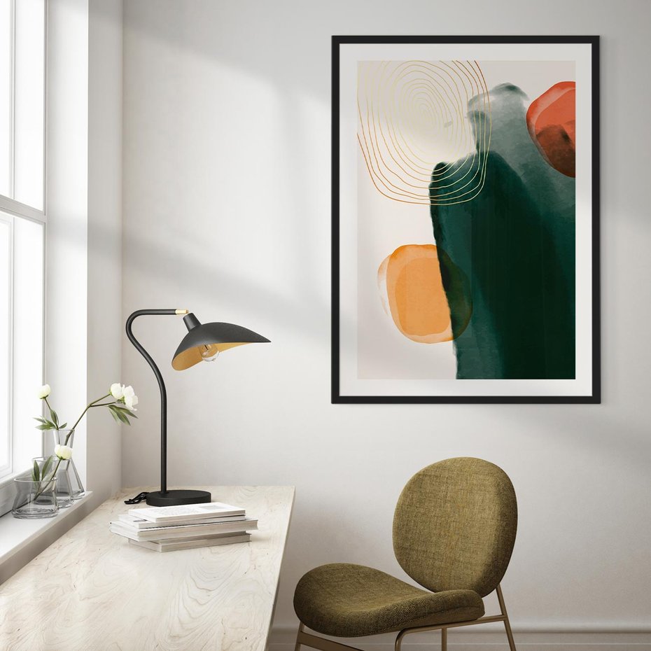 Plakat bez ramy 30x40 - Modernistyczne Spektrum - abstrakcyjna granatowa plama, akwarela